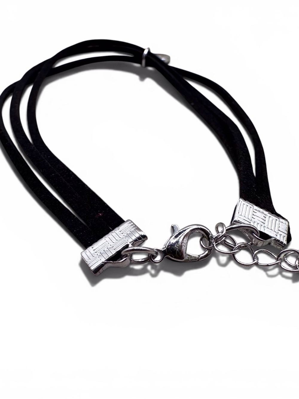Black Velvet Choker Necklace with Silver Platform 9 3/4 Pendant - Picture 4 of 5